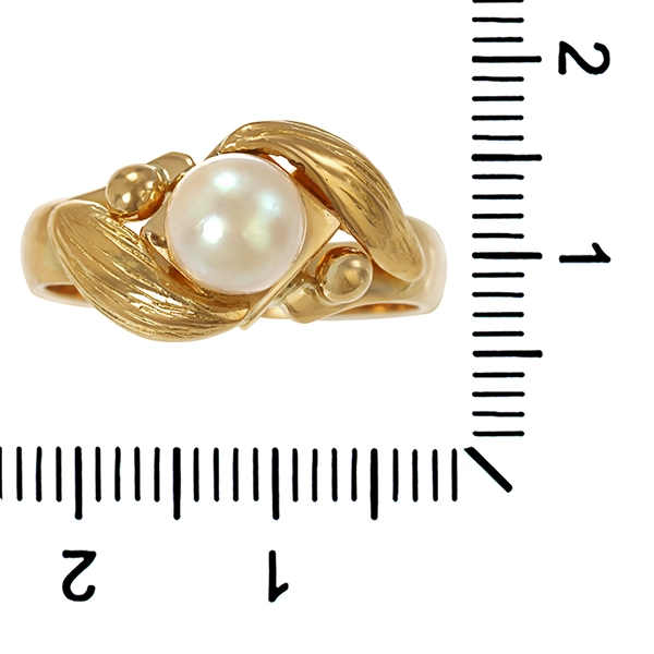 Ring, 14K, Gelbgold, Perle
