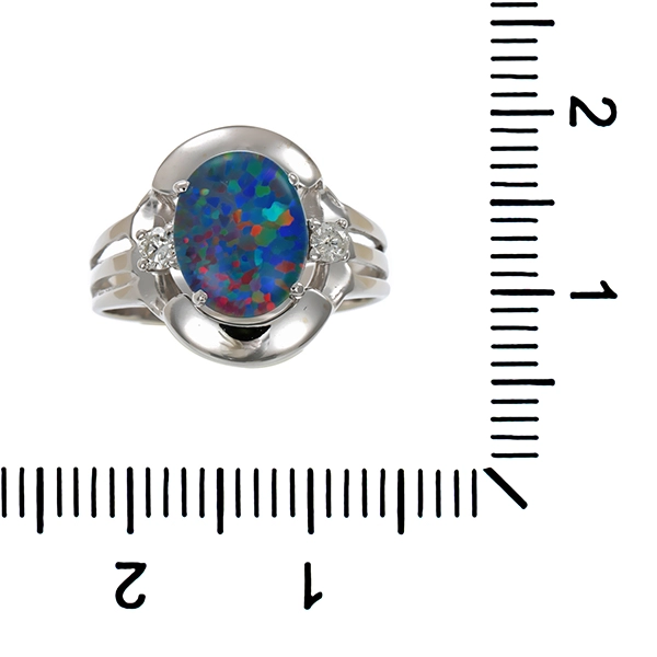 Ring, 14K, Weißgold, Opaltriplette