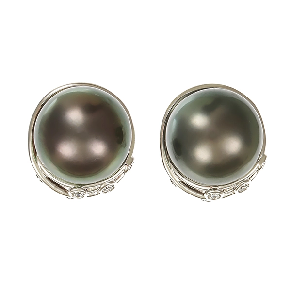 Clipstecker, 18K, Weißgold, Perlen, Brillanten