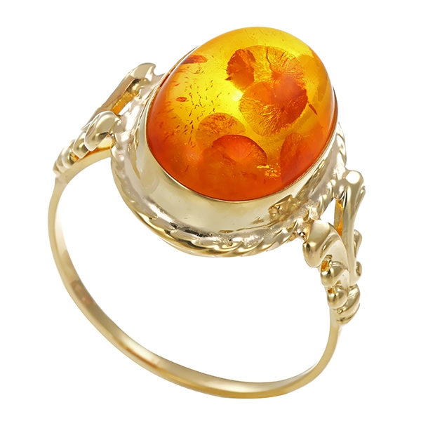 Ring, 8K, Gelbgold, Bernstein