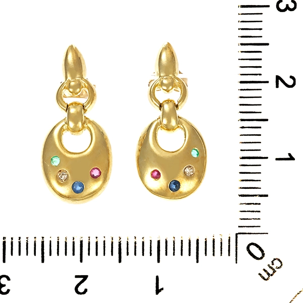 Steckhänger, 8K, Gelbgold, Smaragd, Rubin, Saphir, Diamant