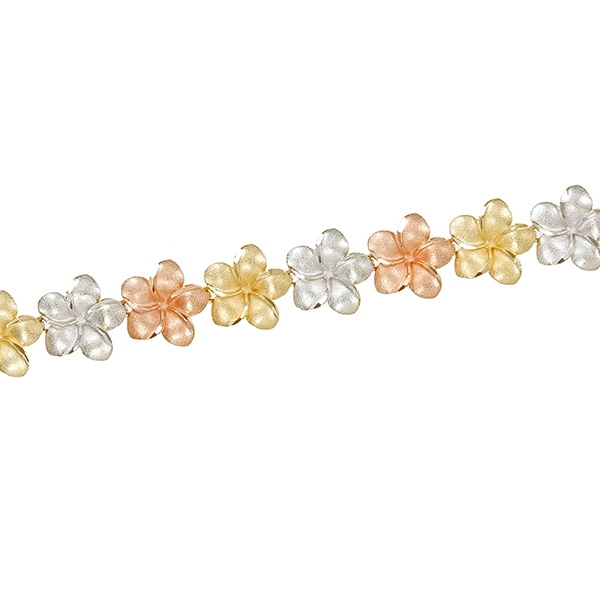 Armband, 14K, Rot-/Gelb-/Weißgold, Blumen