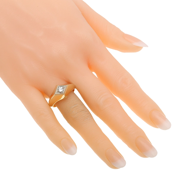Herrenring, 14K, Gelb-/Weißgold, Brillant 0,30 ct