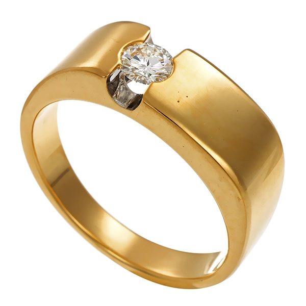Herrenring, 18K, Gelbgold, Brillant 0,45 ct