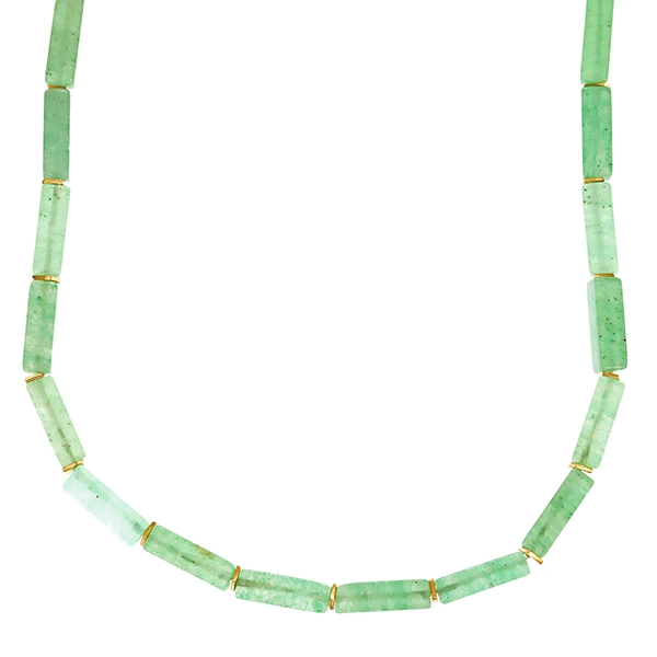 Schmucksteinkette, 18K, Gelbgold, Nephrit
