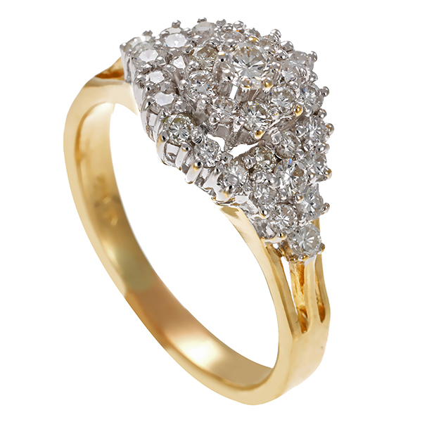 Ring, 14K, Gelb-/Weißgold, Brillanten, 1,00ct