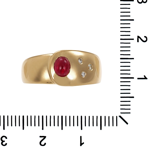 Ring, 14K, Gelbgold, Rubin, Brillanten