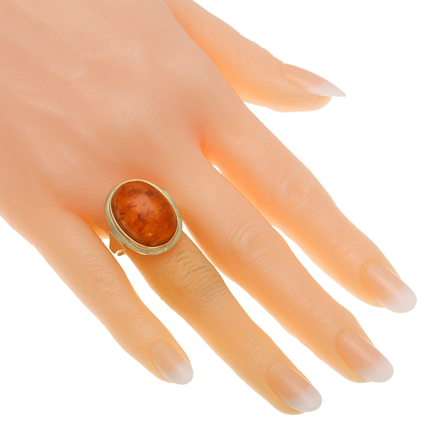 Ring, 8K, Gelbgold, Bernstein