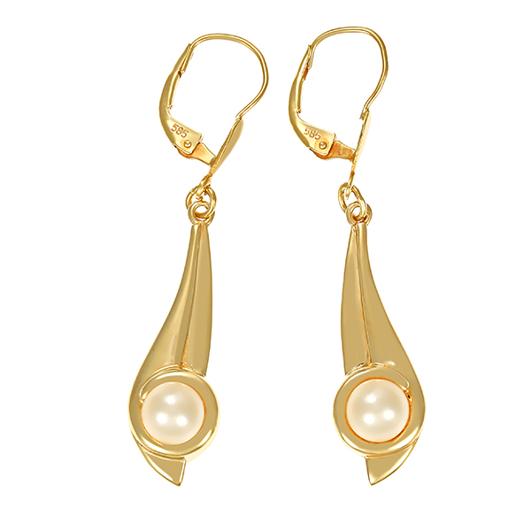 Ohrhänger, 14K, Gelbgold, Perlen