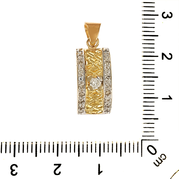 Anhänger, 14K, Gelb-/Weißgold, Brillanten