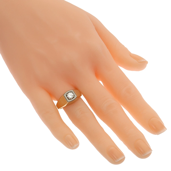 Herrenring, 18K, Weiß-/Gelbgold, Brillant, 0,48 ct