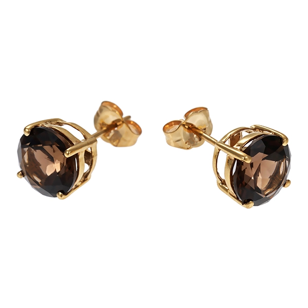 Ohrstecker, 8K, Gelbgold, Rauchquarz