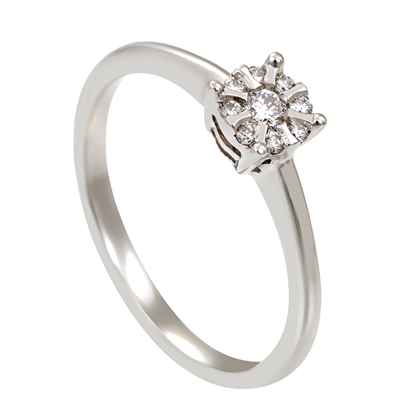 Diamantring, 14K, Weißgold, Brillanten 0,13 ct