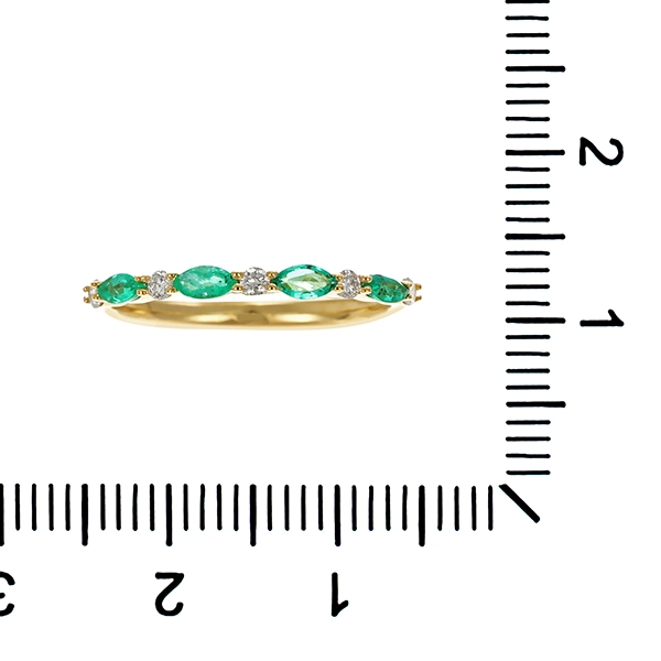 Ring, 9K, Gelbgold, Smaragde, Brillanten