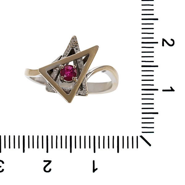 Ring, 14K, Weißgold, Rubin