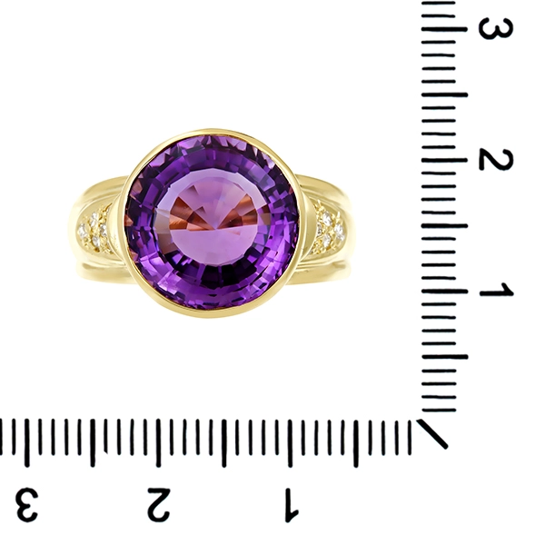 Ring, 14K, Gelbgold, Brillanten, Amethyst