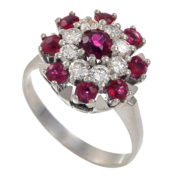 Ring, 14K, Weißgold, Rubin, Brillant