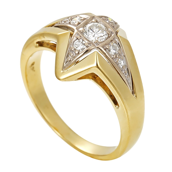 Diamantring, 14K, Gelb-/Weißgold, Brillant, Diamanten