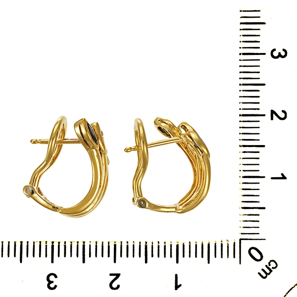 Clipstecker, 14K, Gelbgold, Saphir, Brillant