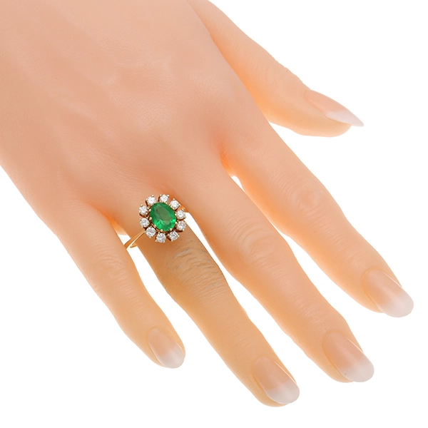 Ring, 14K, Gelbgold, Smaragd, Brillanten 0,70 ct