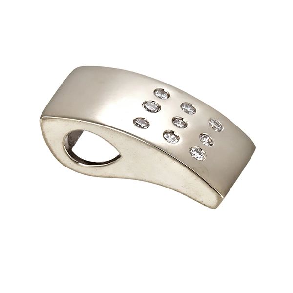 Anhänger, 14K, Weißgold, Brillanten