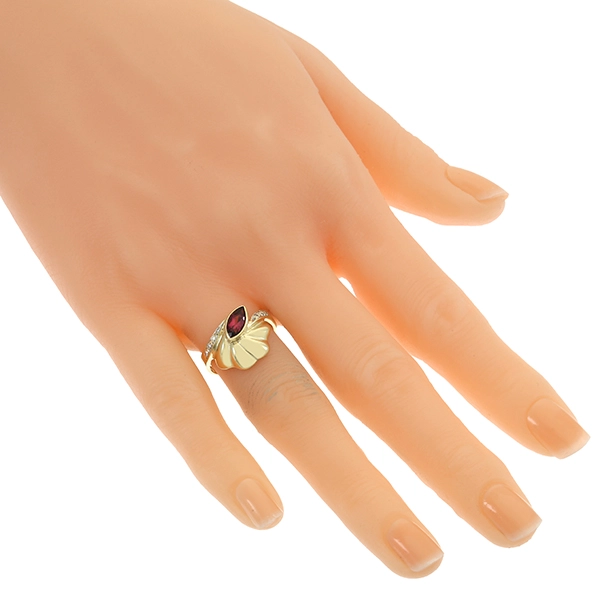 Ring, 14K, Gelb-/Weißgold, Almandin, Brillanten