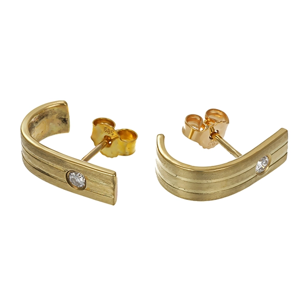 Steckcreolen, 14K, Gelbgold, Brillanten