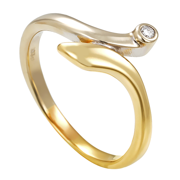 Diamantring, 14K, Gelb-/Weißgold, Brillant