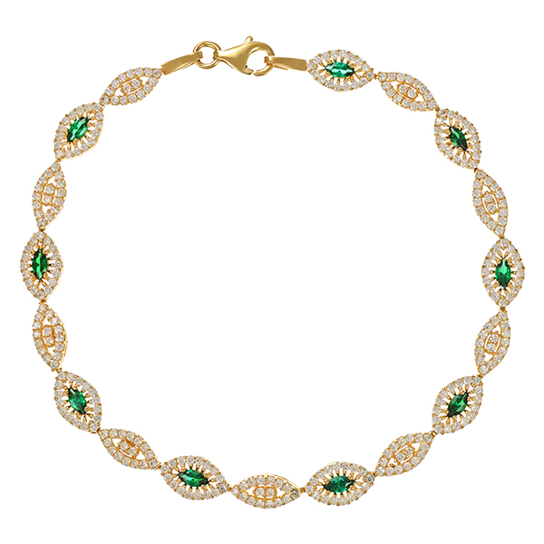 Armband, 14K, Gelbgold, Zirkonia