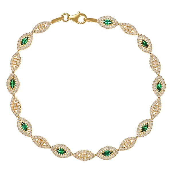 Armband, 14K, Gelbgold, Zirkonia