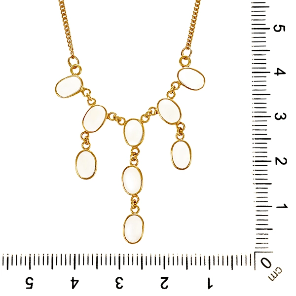 Collier, 18K, Gelbgold, Mondstein