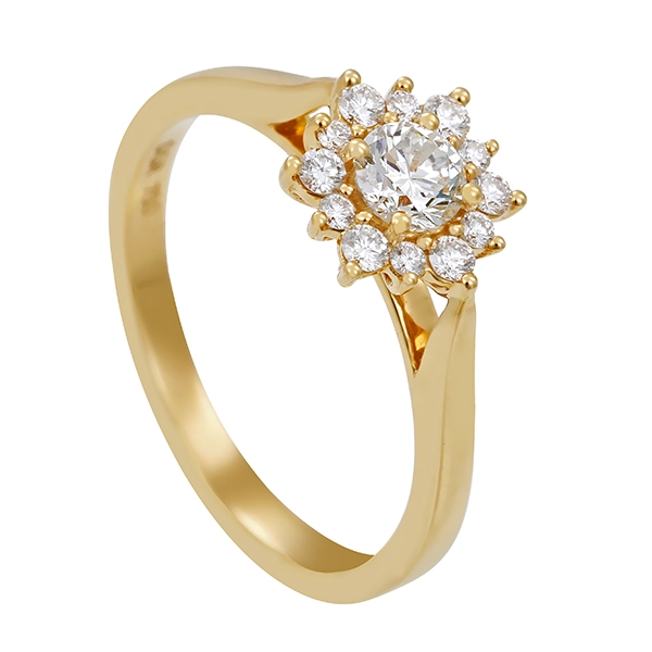 Diamantring, 18K, Gelbgold, Brillanten 0,49 ct