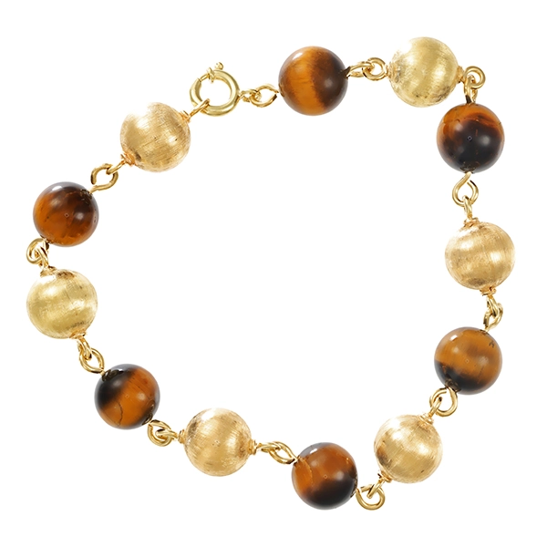 Armband, 14K, Gelbgold, Tigerauge