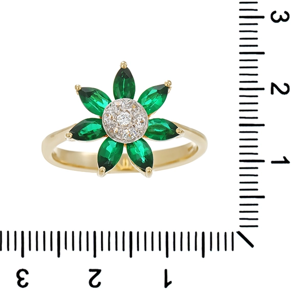 Ring, 14K, Gelbgold, Zirkonia, Schmucksteine
