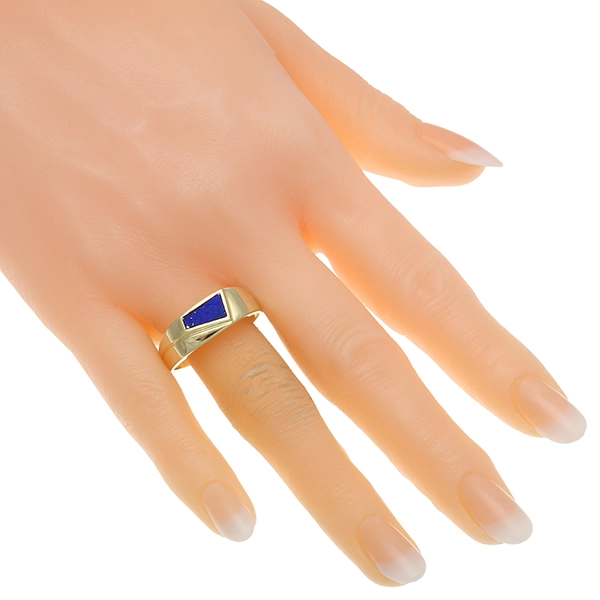 Herrenring, 14K, Gelbgold, Lapis, U65