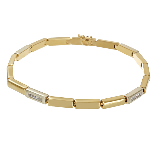 Armband, 8K, Gelb-/Weißgold, Diamanten
