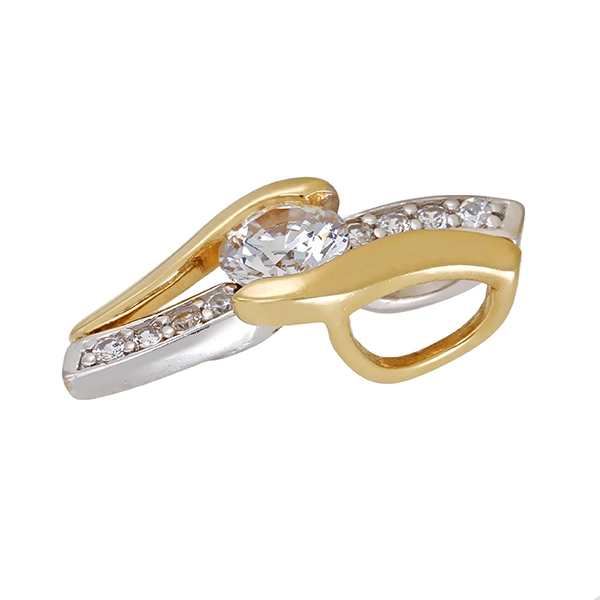 Anhänger, 14K, Gelb-/Weißgold, Zirkonia