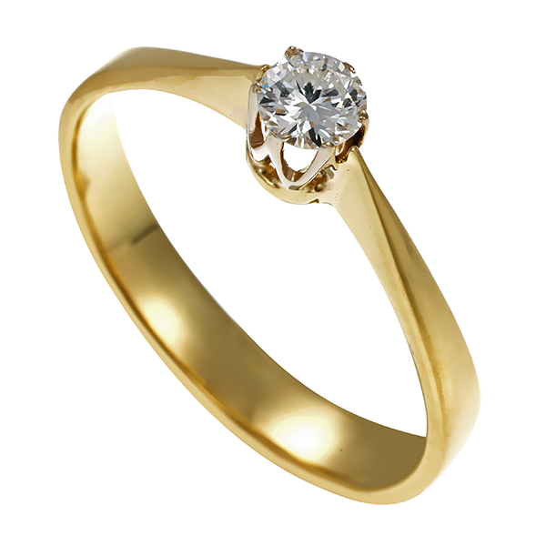 Diamantring, 14K, Gelbgold, Brillant 0,20 ct