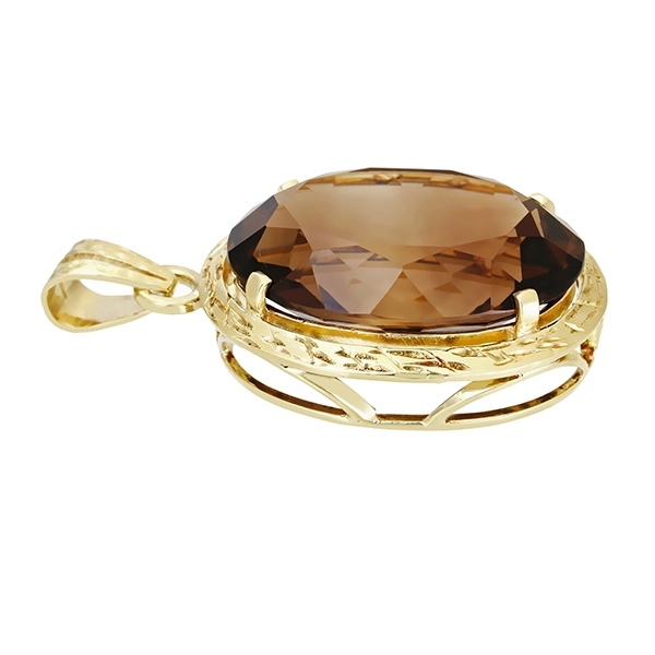 Anhänger, 14K, Gelbgold, Rauchquarz