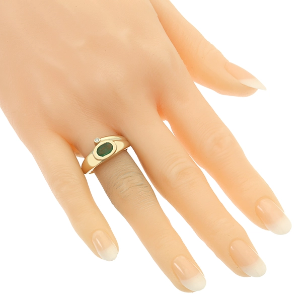 Ring, 14K, Gelbgold, Brillant, Smaragd