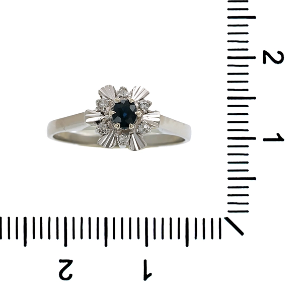 Ring, 18K, Weißgold, Diamant, Saphir