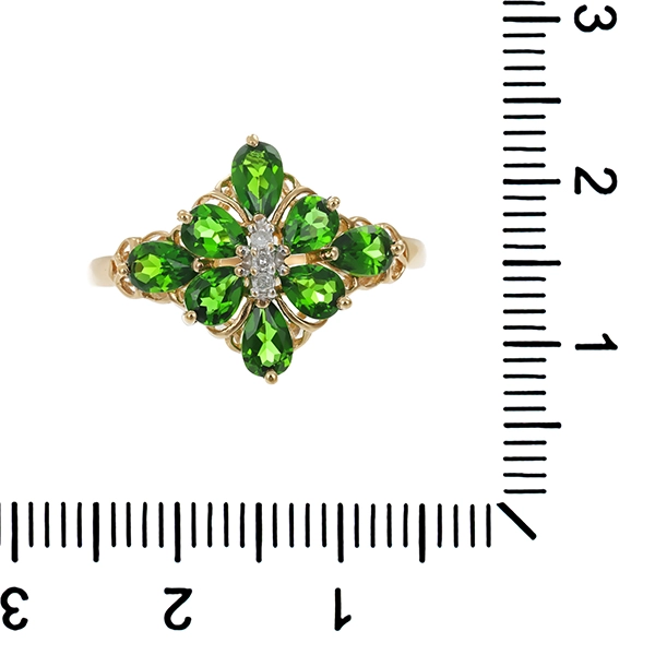 Ring, 8K, Gelbgold, Diamanten, Diopside