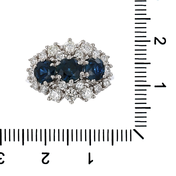 Ring, 14K, Weißgold, Saphire, Brillanten