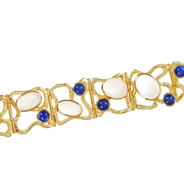 Armband, 18K, Gelbgold, Mondstein, Lapis