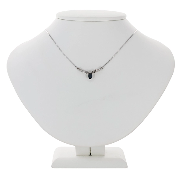 Collier, 8K, Weißgold, Saphir, Diamant