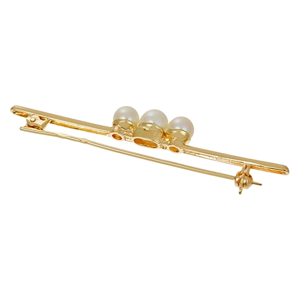 Brosche, 14K, Gelbgold, Perlen