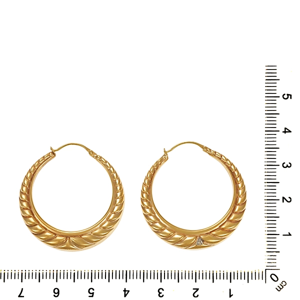 Creolen, 8K, Gelb-/Weißgold, Diamanten