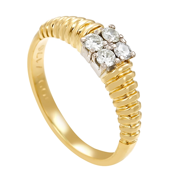 Diamantring, 14K, Gelb-/Weißgold, Brillanten 0,16 ct