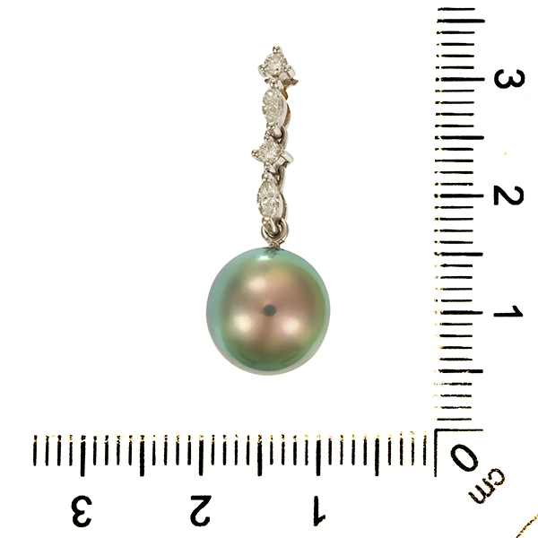 Anhänger, 18K, Weißgold, Perle, Diamanten, Brillanten