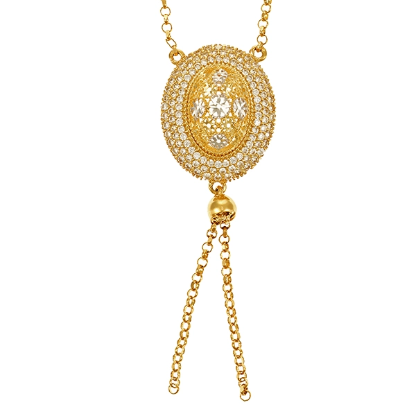 Collier, 14K, Gelb-/Weißgold, Zirkonia